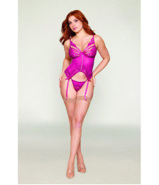 Bustier porte jarretelles rose avec string - DG13283BEE